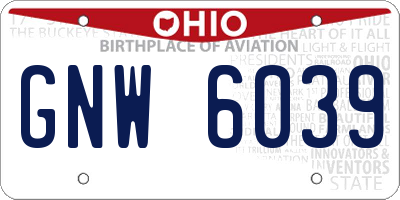 OH license plate GNW6039