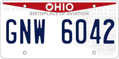 OH license plate GNW6042