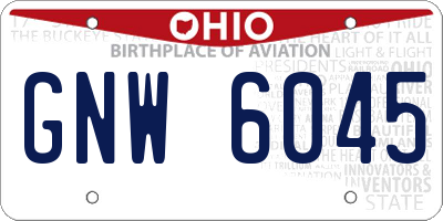 OH license plate GNW6045