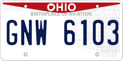 OH license plate GNW6103