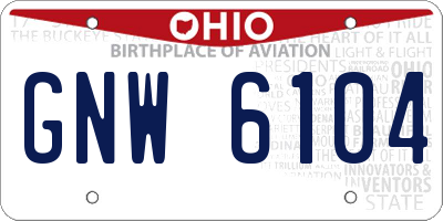 OH license plate GNW6104