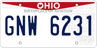 OH license plate GNW6231