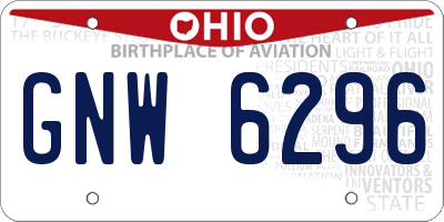 OH license plate GNW6296