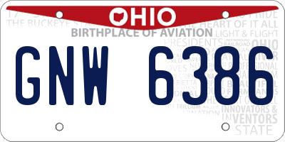 OH license plate GNW6386