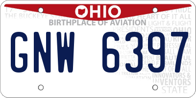 OH license plate GNW6397
