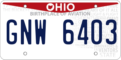 OH license plate GNW6403