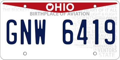 OH license plate GNW6419
