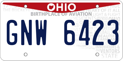 OH license plate GNW6423