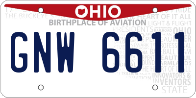 OH license plate GNW6611