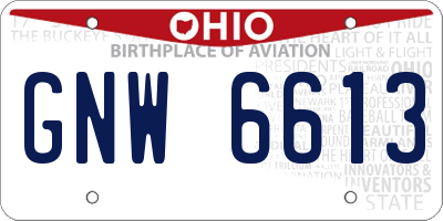 OH license plate GNW6613