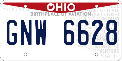 OH license plate GNW6628