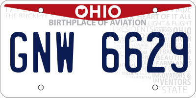 OH license plate GNW6629