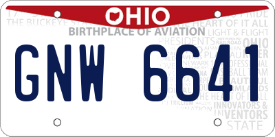 OH license plate GNW6641