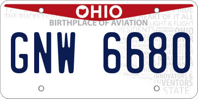 OH license plate GNW6680