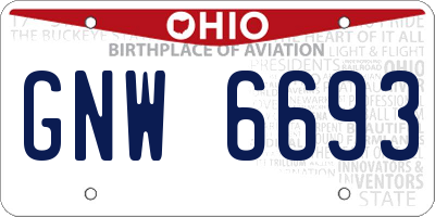 OH license plate GNW6693