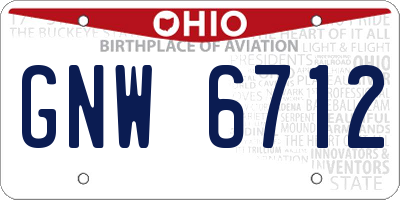 OH license plate GNW6712
