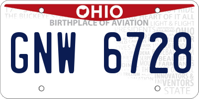 OH license plate GNW6728