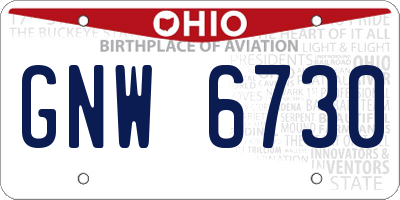 OH license plate GNW6730
