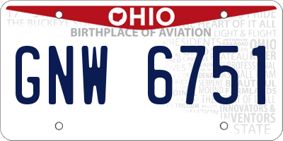 OH license plate GNW6751