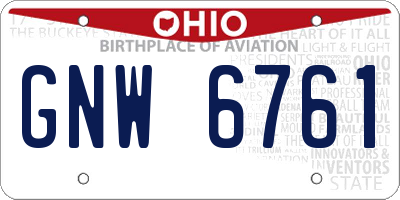 OH license plate GNW6761