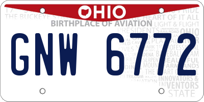 OH license plate GNW6772