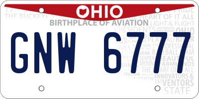 OH license plate GNW6777