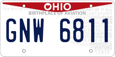 OH license plate GNW6811
