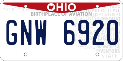 OH license plate GNW6920
