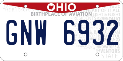 OH license plate GNW6932