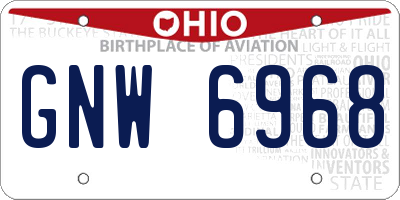OH license plate GNW6968