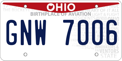OH license plate GNW7006
