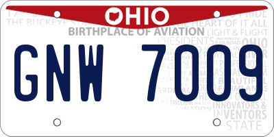 OH license plate GNW7009
