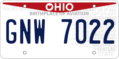 OH license plate GNW7022