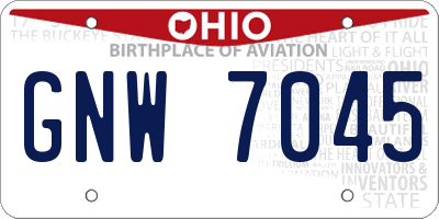 OH license plate GNW7045