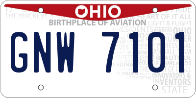 OH license plate GNW7101