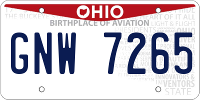 OH license plate GNW7265