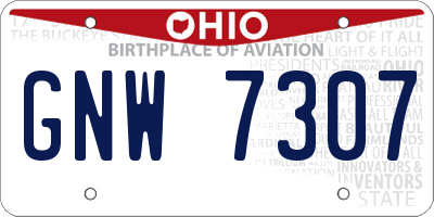 OH license plate GNW7307