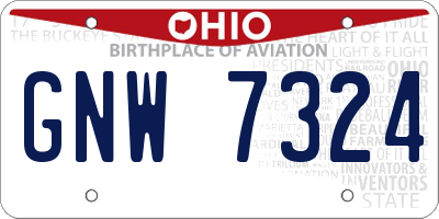 OH license plate GNW7324