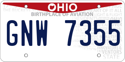 OH license plate GNW7355