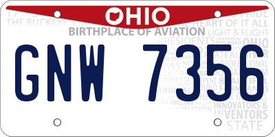 OH license plate GNW7356