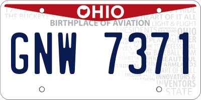 OH license plate GNW7371