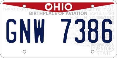 OH license plate GNW7386