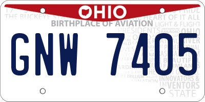 OH license plate GNW7405