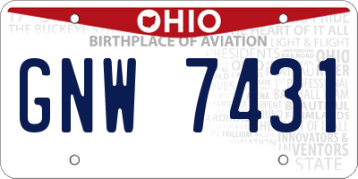 OH license plate GNW7431