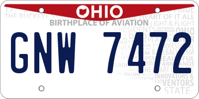 OH license plate GNW7472