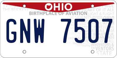 OH license plate GNW7507