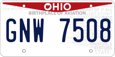 OH license plate GNW7508