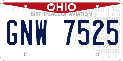 OH license plate GNW7525