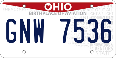 OH license plate GNW7536