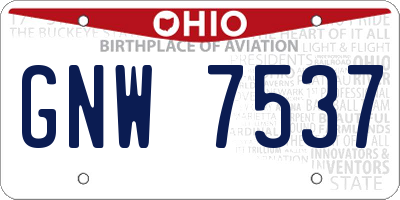 OH license plate GNW7537